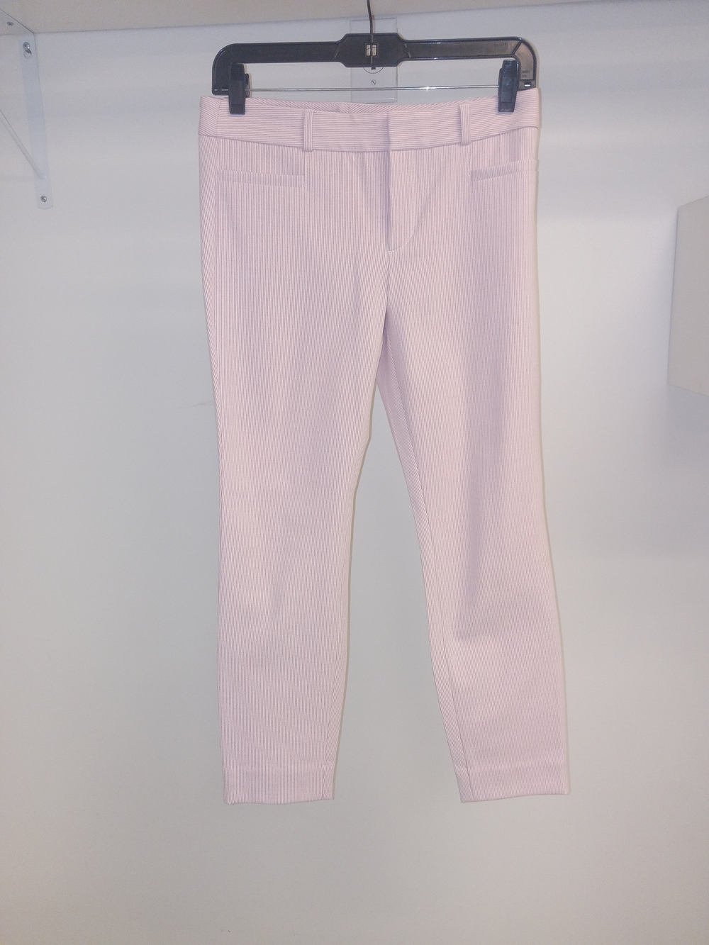 Banana Republic Pale Pink Cropped Striped Slim Pants